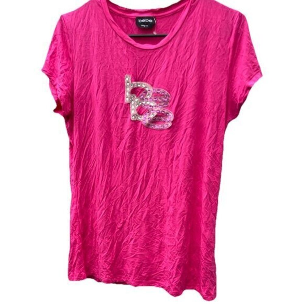 Vintage bebe Women’s Size XL Shirt Pink White Stones Y2K 90s Summer Top NWOT